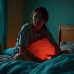 A teen with a tired expression sits on their bed in a dim bedroom at dusk, surrounded by scattered clothes and open books, highlighting subtle signs of sleep struggles.